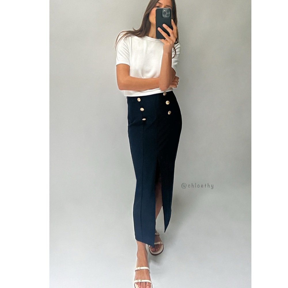Zara PENCIL SKIRT WITH GOLD BUTTONS